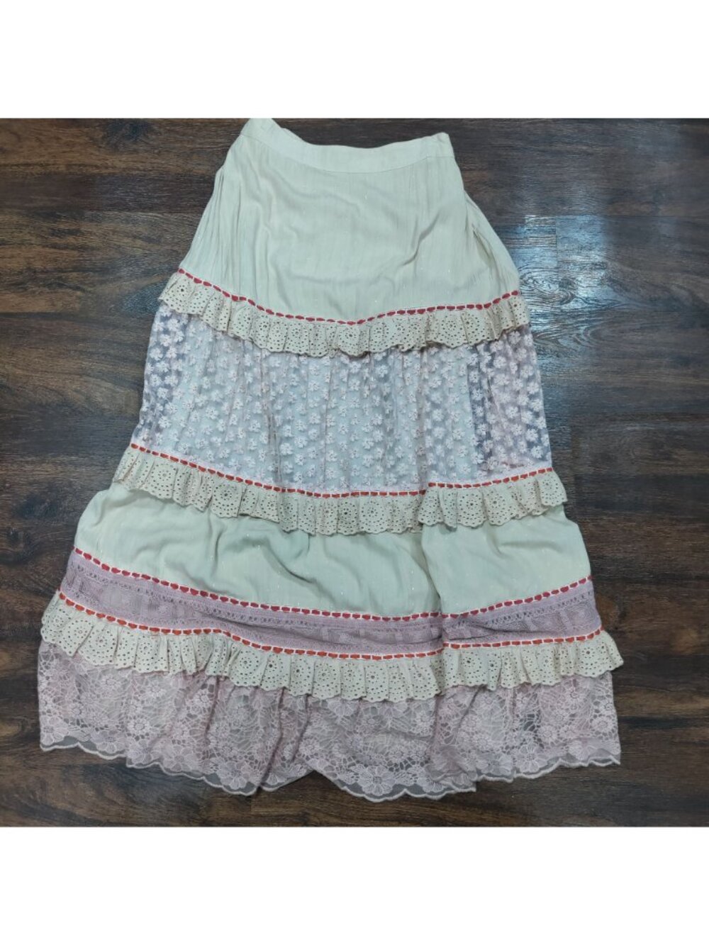 Blank By Anthropologie Boho Lace Vintage-Inspired Ruffled Crochet Layer XS-M - Picture 2 of 15